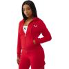 True Religion Buddha Banner Zip Up Hoodie for Women – Soft Cotton Blend, Drawstring Hooded Sweatshirt(Trv Red)