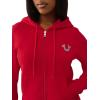 True Religion Buddha Banner Zip Up Hoodie for Women – Soft Cotton Blend, Drawstring Hooded Sweatshirt(Trv Red)