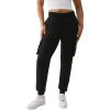 True Religion Buddha Fold Over Cargo Joggers for Women – Fleece Lined, Cozy Streetwear Sweatpants(Jet Black)