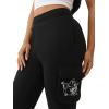 True Religion Buddha Fold Over Cargo Joggers for Women – Fleece Lined, Cozy Streetwear Sweatpants(Jet Black)