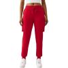 True Religion Buddha Fold Over Cargo Joggers for Women – Fleece Lined, Cozy Streetwear Sweatpants(Trv Red)