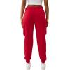 True Religion Buddha Fold Over Cargo Joggers for Women – Fleece Lined, Cozy Streetwear Sweatpants(Trv Red)
