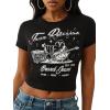 True Religion Crystal Buddha Baby Tee for Women | Cropped Graphic T Shirt with Buddha Logo(Jet Black)