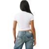 True Religion Crystal Buddha Baby Tee for Women | Cropped Graphic T Shirt with Buddha Logo(Optic White)