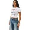 True Religion Crystal Buddha Baby Tee for Women | Cropped Graphic T Shirt with Buddha Logo(Optic White)
