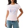 True Religion Crystal Buddha Short Sleeve Crew Tee for Women – Sparkling Women’s Graphic Tee with Iconic Stitching(Mary’s Rose)