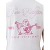 True Religion Crystal Buddha V Neck Tee for Women – Graphic Short Sleeve Cotton Blend Top(Optic White)