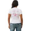 True Religion Crystal Buddha V Neck Tee for Women – Graphic Short Sleeve Cotton Blend Top(Optic White)