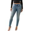 True Religion Crystal Jennie Big T Mid Rise Skinny Women Jeans | Flap Pockets & Premium Denim for Women