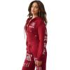 True Religion Crystal Logo Crop Zip Hoodie for Women – Cozy Fleece-Lined Cotton Blend(Rhubarb Red)