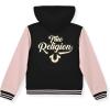 True Religion Girls 2 Piece Fleece Hooded Jogger Set – Zip-Front Hoodie & Sweatpants Outfit(Black Varsity)