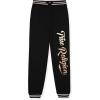 True Religion Girls 2 Piece Fleece Hooded Jogger Set – Zip-Front Hoodie & Sweatpants Outfit(Black Varsity)