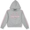 True Religion Girls 2 Piece Fleece Hooded Jogger Set – Zip-Front Hoodie & Sweatpants Outfit(Grey Taping)
