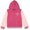 True Religion Girls 2 Piece Fleece Hooded Jogger Set – Zip-Front Hoodie & Sweatpants Outfit(Pink Varsity)