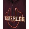 True Religion Girls 2 Piece Fleece Hooded Jogger Set – Zip-Front Hoodie & Sweatpants Outfit(Ruby Taping)