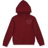 True Religion Girls 3 Piece Fleece Set – Hoodie, Tee Shirt & Jogger/Legging Outfit, Rhinestud & Foil Details (Sizes 4-14)(Red Cargo)