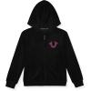 True Religion Girls Hoodie and Sweatpant Set Velour Jogger Sets for Girl Fashion Clothing(Black)