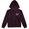 True Religion Girls Hoodie and Sweatpant Set Velour Jogger Sets for Girl Fashion Clothing(Ruby Grape)