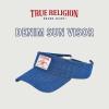 True Religion Hat, Cotton Denim Sun Visor Cap with Horseshoe Logo(Navy)