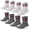 True Religion Mens 8 Pairs Crew Socks for Men Premium Athletic Men’s Socks, Shoe Size 8-12(White/Grey)