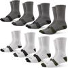 True Religion Mens 8 Pairs Crew Socks for Men Premium Athletic Men’s Socks, Shoe Size 8-12(White/Grey Multi)