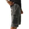 True Religion Men’s Big T Vinny Cargo Denim Short – Bullet Black Wash | Slim Fit with Flap Pockets(Bullet Black Wash)