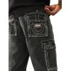 True Religion Men’s Big T Vinny Cargo Denim Short – Bullet Black Wash | Slim Fit with Flap Pockets(Bullet Black Wash)