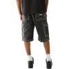 True Religion Men’s Big T Vinny Cargo Denim Short – Bullet Black Wash | Slim Fit with Flap Pockets(Bullet Black Wash)
