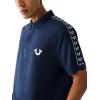True Religion Mens Damask Short Sleeve Polo(Dress Blue)