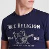 True Religion Men’s Graphic T-Shirt – Short Sleeve Metallic Buddha Tee, Mens T Shirt(Navy)
