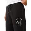 True Religion Men’s Rib Stitch Dept Baggy Sweatpants – Comfortable & Warm Jogger Pants with Soft Fit(Jet Black)