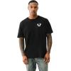 True Religion Men’s Short Sleeve Graffiti Puff Tee – Casual Graphic Crew Neck T-Shirt(Jet Black)