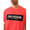 True Religion Men’s Short Sleeve Mesh Box Logo Tee – Casual Crew Neck T-Shirt(Flame Scarlet)