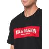 True Religion Men’s Short Sleeve Mesh Box Logo Tee – Casual Crew Neck T-Shirt(Jet Black)