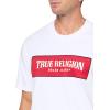 True Religion Men’s Short Sleeve Mesh Box Logo Tee – Casual Crew Neck T-Shirt(Optic White)