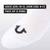 True Religion Mens Socks 6 & 12 Pairs No Show Socks for Men Premium Athletic Shoe Size 8-12(12 Pairs: White)