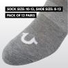 True Religion Mens Socks 6 & 12 Pairs No Show Socks for Men Premium Athletic Shoe Size 8-12(4 Black / 4 Grey / 4 White)