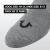 True Religion Mens Socks Ankle Socks for Men 6 & 12 Pairs Quarter Premium Athletic Shoe Size 8-12(12 Pairs: Assorted)