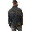 True Religion Men’s Super T Flatlock Trucker Jacket – Contrast Stitch Denim Jacket with Logo(Greenland Dark Wash)