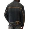 True Religion Men’s Super T Flatlock Trucker Jacket – Contrast Stitch Denim Jacket with Logo(Greenland Dark Wash)