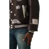 True Religion Men’s Wool Retro Varsity Jacket – Classic Letterman Bomber with Logo Patches(Dark Brown/ Winter White)