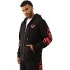 True Religion Overt Arch Logo Zip Up Hoodie for Men | Fleece-Lined Cotton Blend Sweatshirt with Hood & Kangaroo Pocket