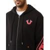 True Religion Overt Arch Logo Zip Up Hoodie for Men | Fleece-Lined Cotton Blend Sweatshirt with Hood & Kangaroo Pocket