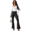 True Religion PU Lace Up Charlie High Rise Flare – Women’s Wide Leg Pants, High Waisted(Jet Black)