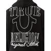 True Religion Rib Stitch Dept Boxy Zip Up for Men | Stylish Full Zip Sweatshirt, Comfortable Fit(Jet Black)