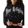 True Religion Studded GF Pullover Hoodie for Women – Fleece Cotton Blend, Cozy Fit, Logo Detail(Jet Black)