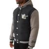 True Religion Varsity Hooded Puffer Jacket for Men – Warm Lightweight Winter Outerwear with Logo Patches(Jet Black / Granite Grey)