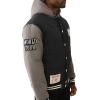True Religion Varsity Hooded Puffer Jacket for Men – Warm Lightweight Winter Outerwear with Logo Patches(Jet Black / Granite Grey)