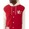 True Religion Varsity Hooded Puffer Jacket for Men – Warm Lightweight Winter Outerwear with Logo Patches(Tr-v Red / Winter White)