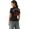 True Religion Women Crystal Crew Neck Tee – Soft Cotton Blend T-Shirt with Metallic & Crystal Logo(Jet Black)